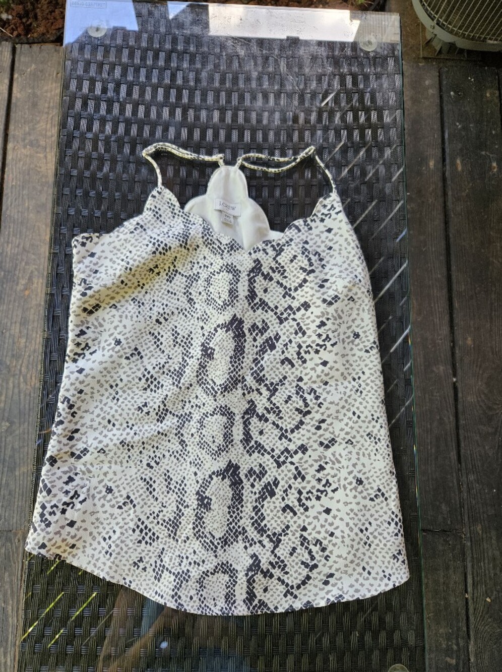 J. Crew Black and White Snake-Print Halter Cami